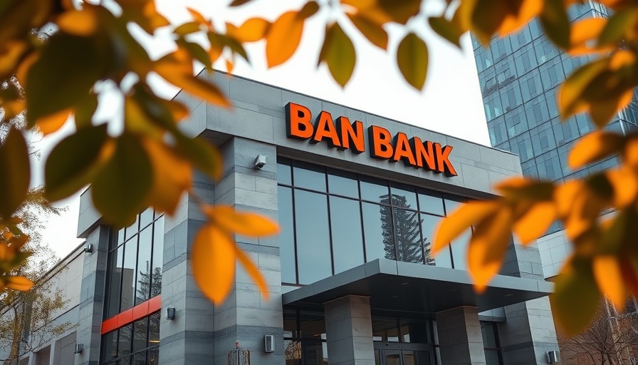 Modern bank building in Africa with prominent signage