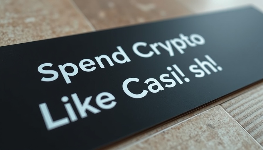 Black surface with 'Spend Crypto Like Cash!' text promoting crypto use.