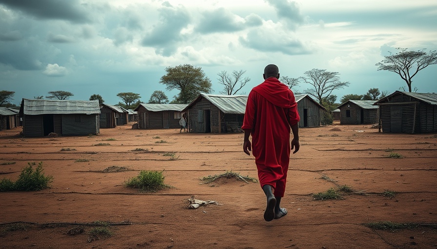 Drought Impact on Africa 2025: Rural settlement with makeshift tents.