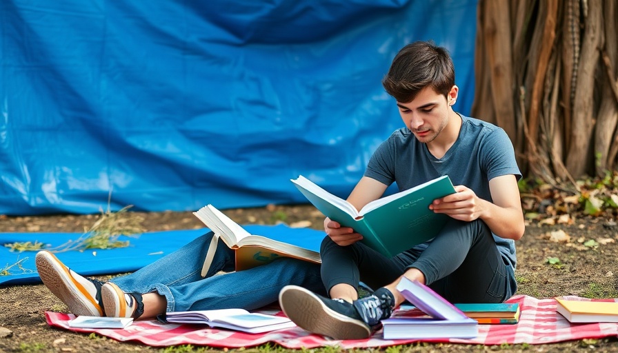 Gaza education crisis: couple studying outside amid challenges.