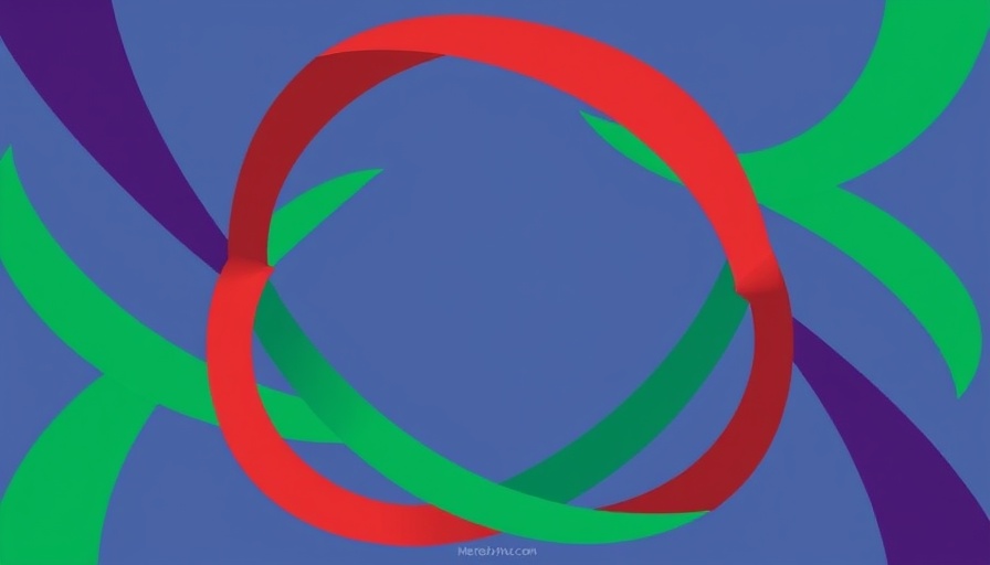 Abstract pattern with intertwining ribbons in primary colors.