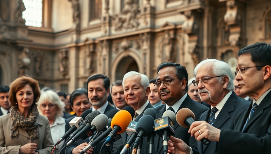 Officials at UN court's climate change advisory ruling press event.