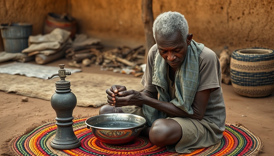 Elderly man and child in rural Africa highlighting climate issues.