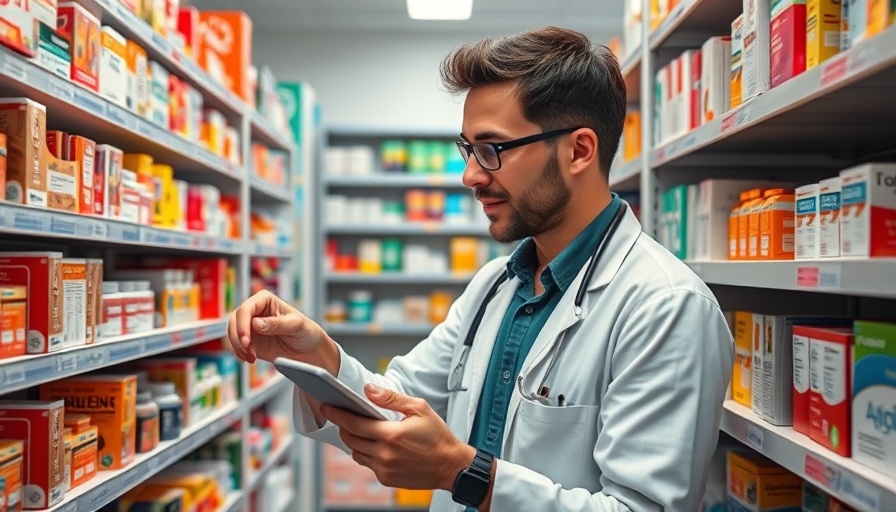 Pharmacist at Duniya Healthcare Zambia selecting pharmacy products.
