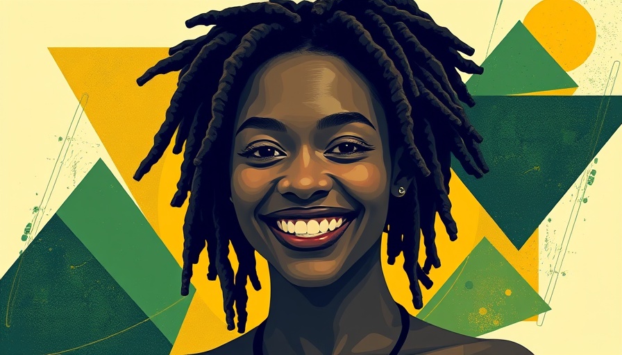 Stylized portrait highlighting gender gap in African tech with geometric design.