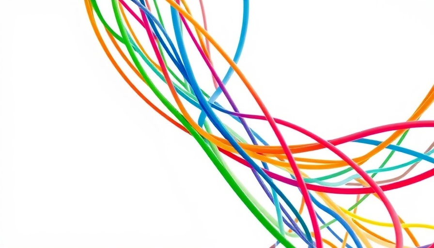 Abstract colorful lines forming interwoven pattern.