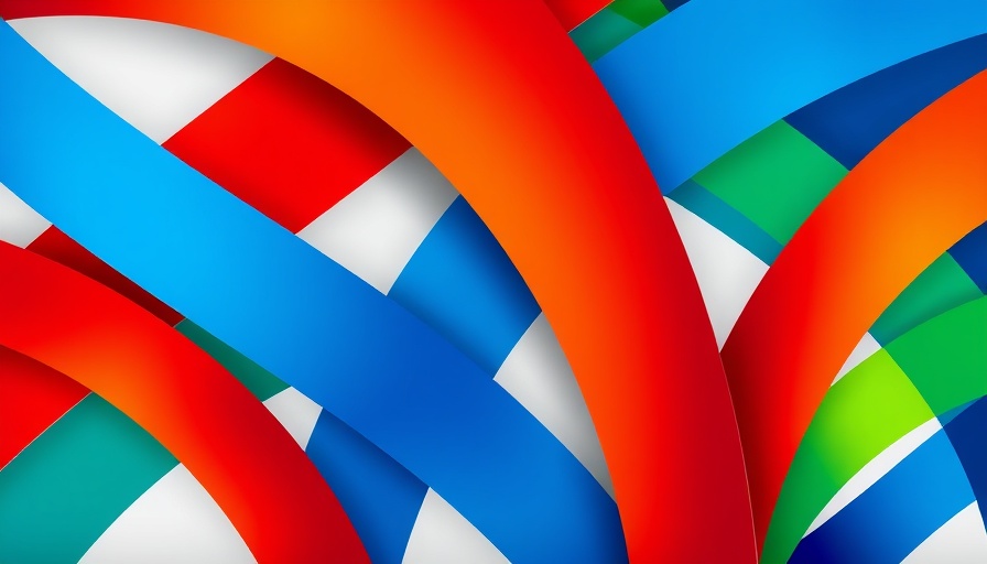 Colorful abstract arcs in red, blue, green