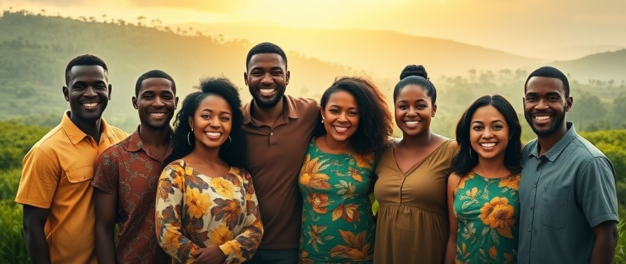 Unity in African foreign relations: Congolese and Rwandan individuals smiling in harmony.
