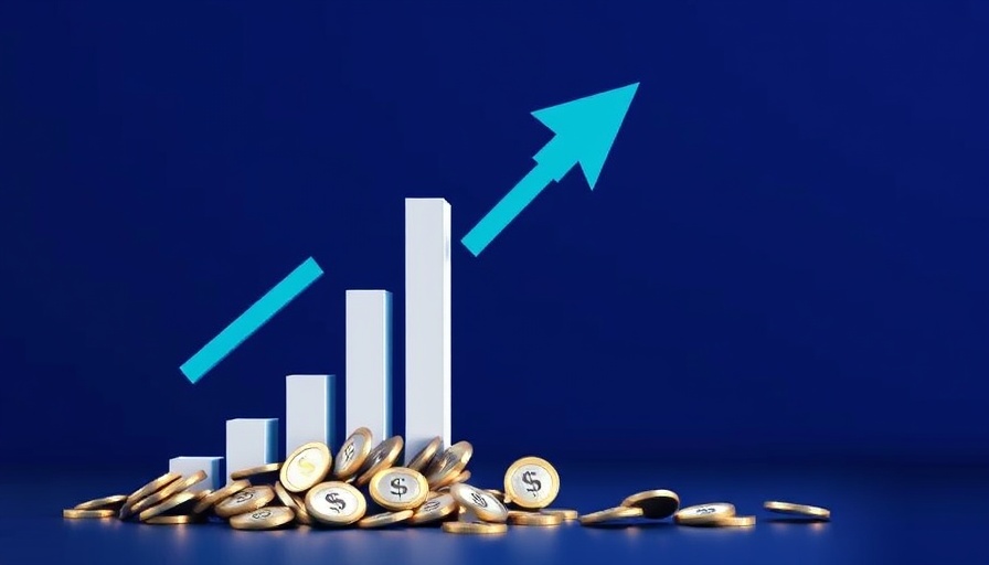 3D chart showing financial growth with arrow and coins symbolizing AI in Africa.