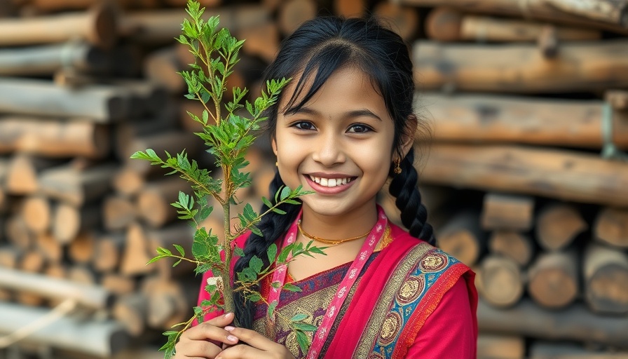 Young girl celebrating Indigenous Peoples Day holding a plant.