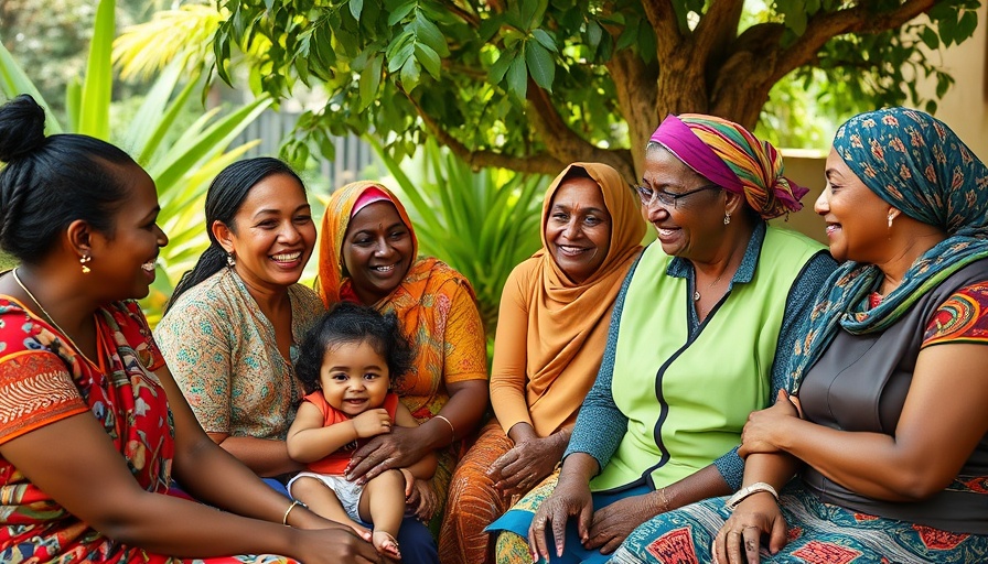 Diverse women in Bangladesh discussing health impacts of climate change.
