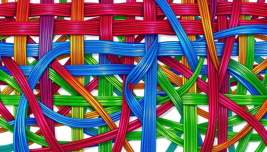 Colorful abstract woven pattern design in graphical art.
