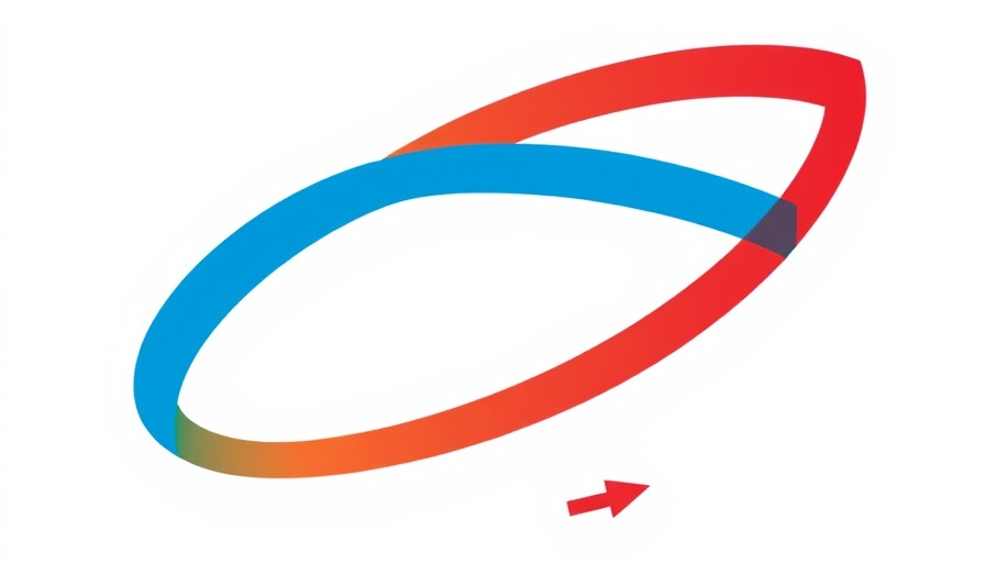 Abstract logo with red, blue, green arcs.