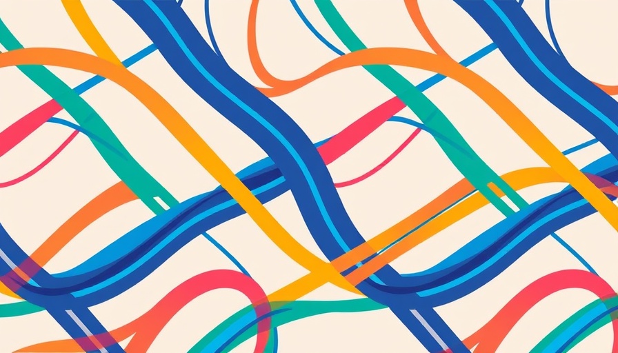 Abstract interlocking lines in green, red, and blue for Borderless Africa Campaign.
