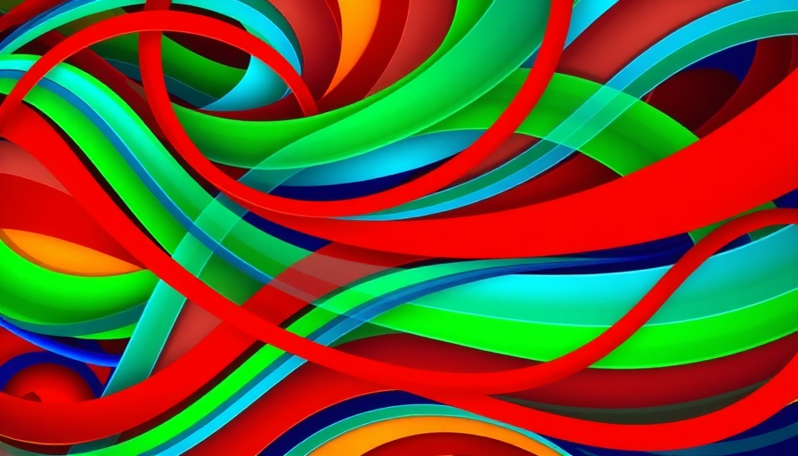 Colorful abstract design with interwoven curved lines.