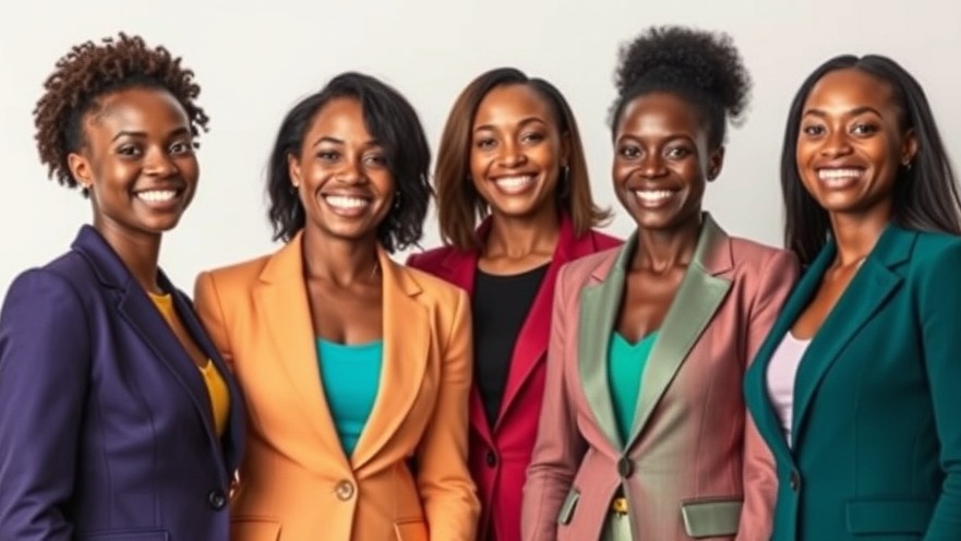 Joyful African women in power suits representing fintech Africa and startups.