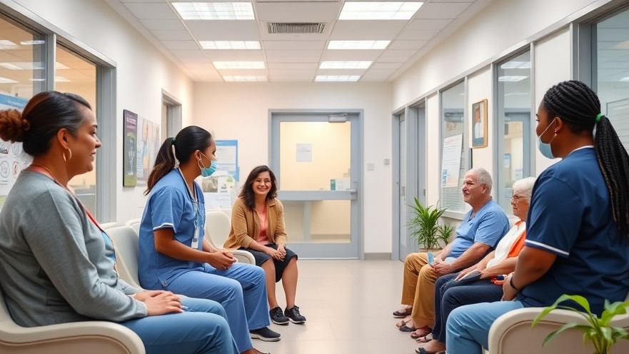 Welcoming healthcare clinic staff engaging with diverse patients. Welcoming healthcare clinic staff engaging with diverse patients.
