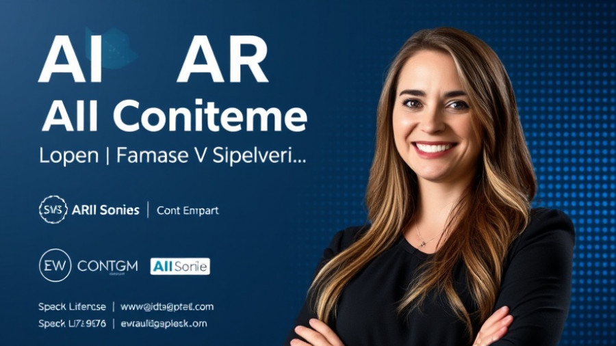 AI conference speaker poster on leading AI initiatives.