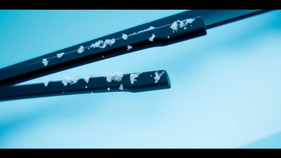 Close-up of winterized wiper blades on a blue background.
