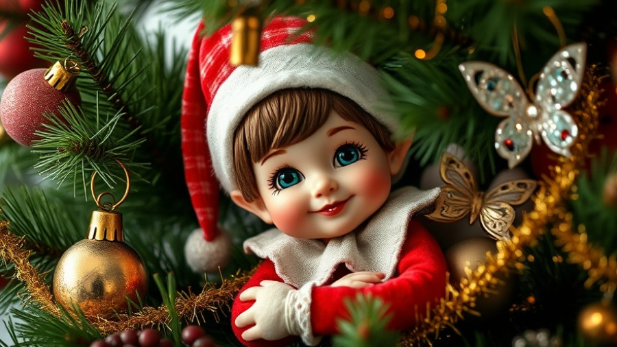 Creative hiding spots for Elf on the Shelf in Christmas tree.