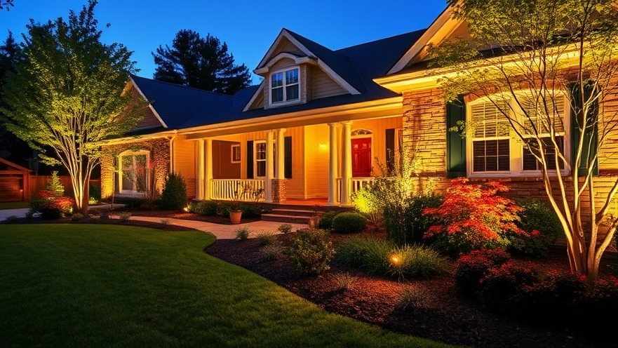 Transform your home with outdoor design strategies showcasing vibrant lawns and soft lighting.
