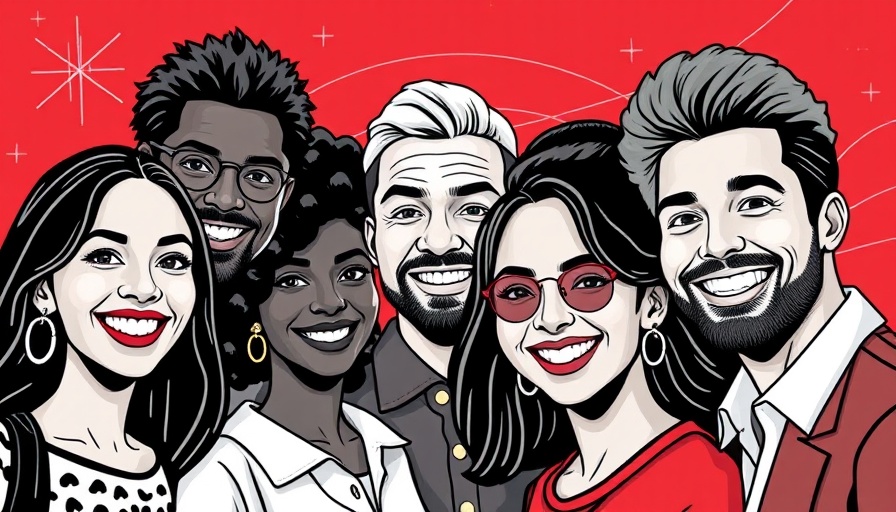 Diverse marketers discussing 2025 marketing trends, modern illustration.