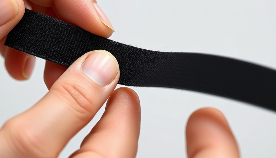 Close-up of hands cleaning Velcro strip showing texture