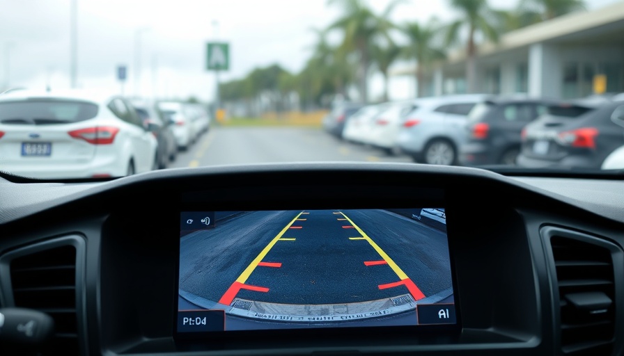 Backup camera lines meaning on car display in parking lot.