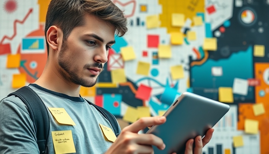 Marketing Trends 2025 concept with young analyst and data visualization.