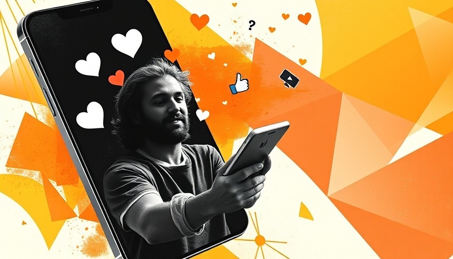 Collage of digital marketing concept with smartphone and social icons.