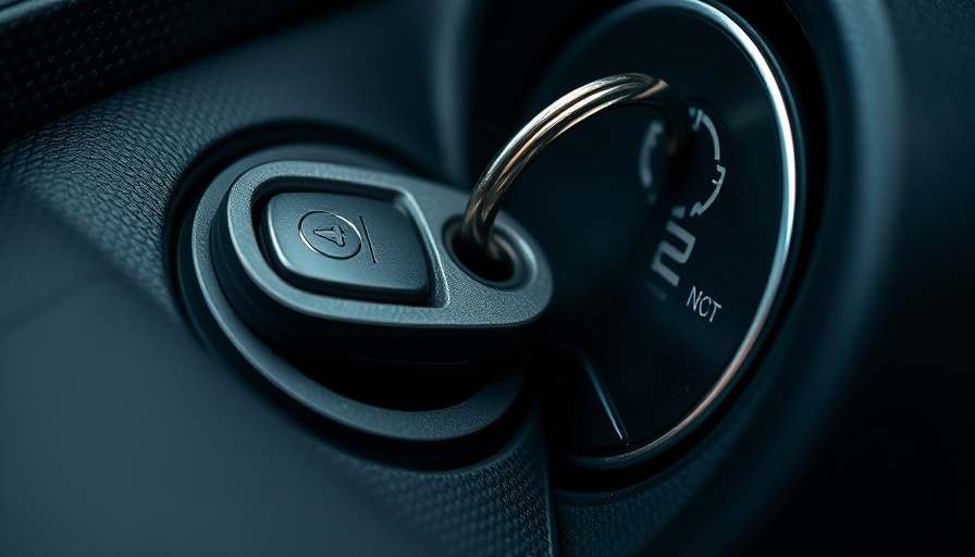 Heavy keychain in car ignition illustrating potential damage.