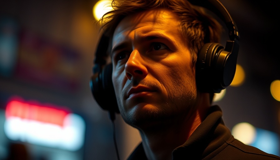 Man with headphones in dark setting focused on self-empowerment strategies.