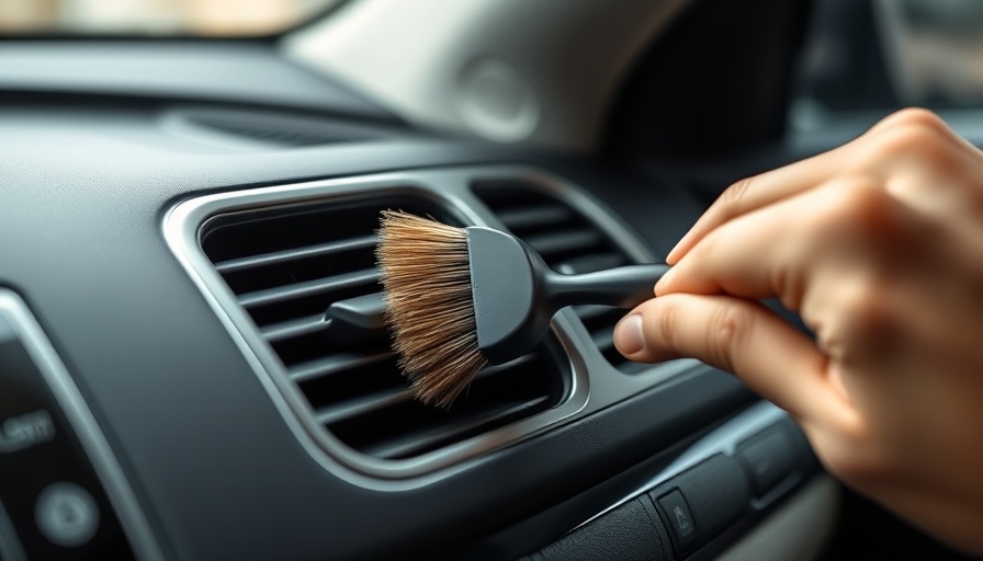 Close-up of car air vent cleaning for car maintenance tips.
