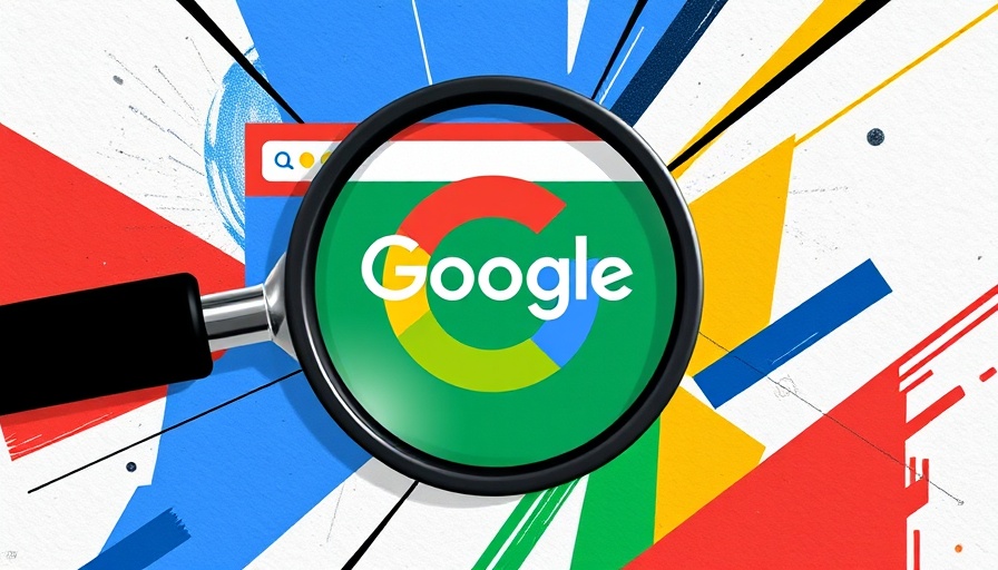 Abstract Google AI Catch-Up illustration with magnified search bar.