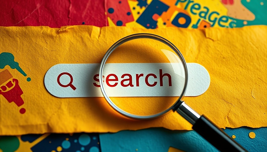 Colorful abstract search illustration with magnifying glass showcasing AI search technology.