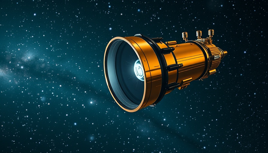 High-tech space telescope in starry space capturing data