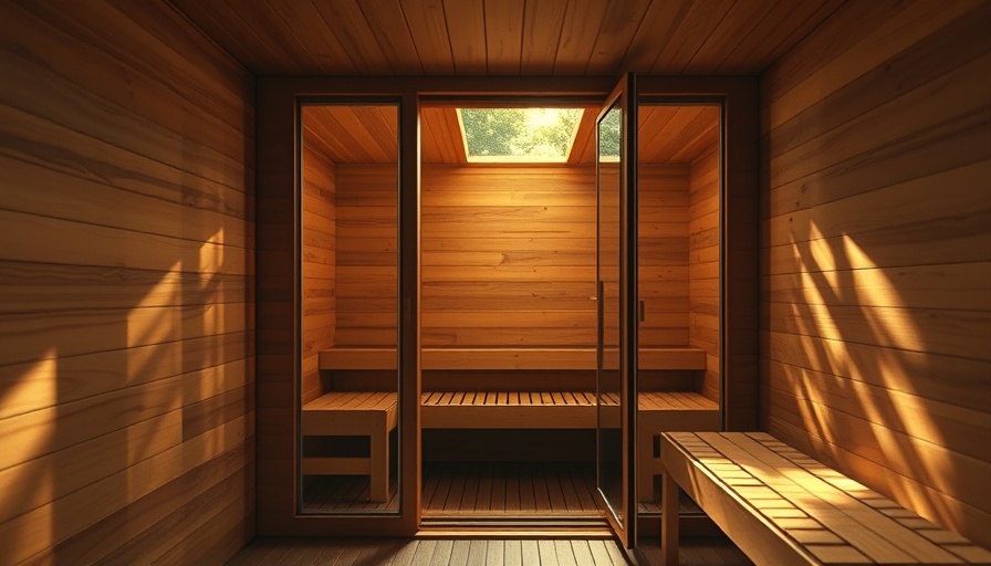Modern sauna design with glass door and soft lighting.
