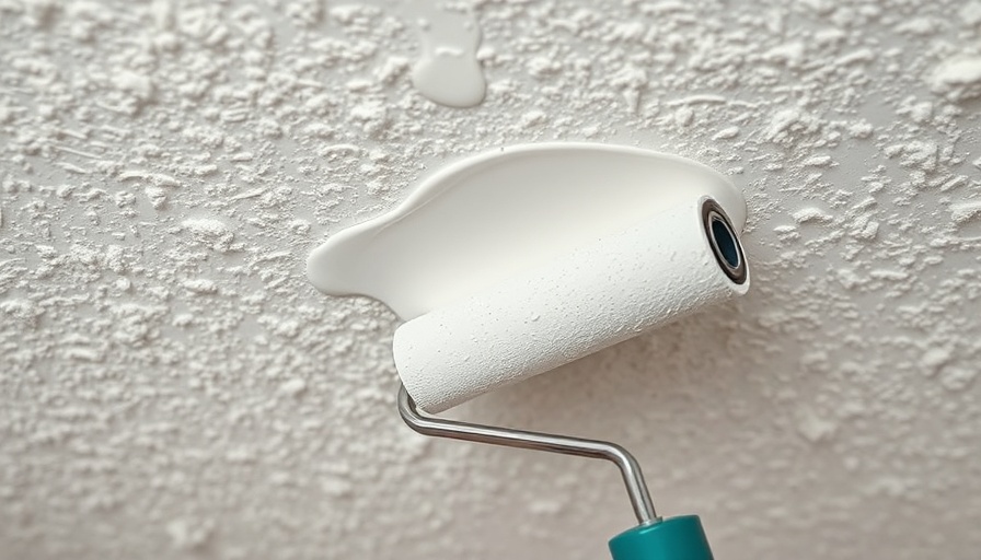 How to Paint a Popcorn Ceiling with a roller brush close-up.
