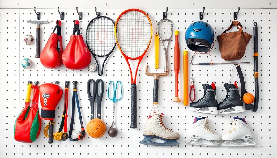 Organize and store sports equipment on a white pegboard wall