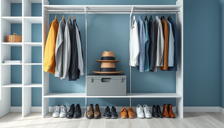 Modern DIY closet organizer with clothes and boxes neatly arranged.