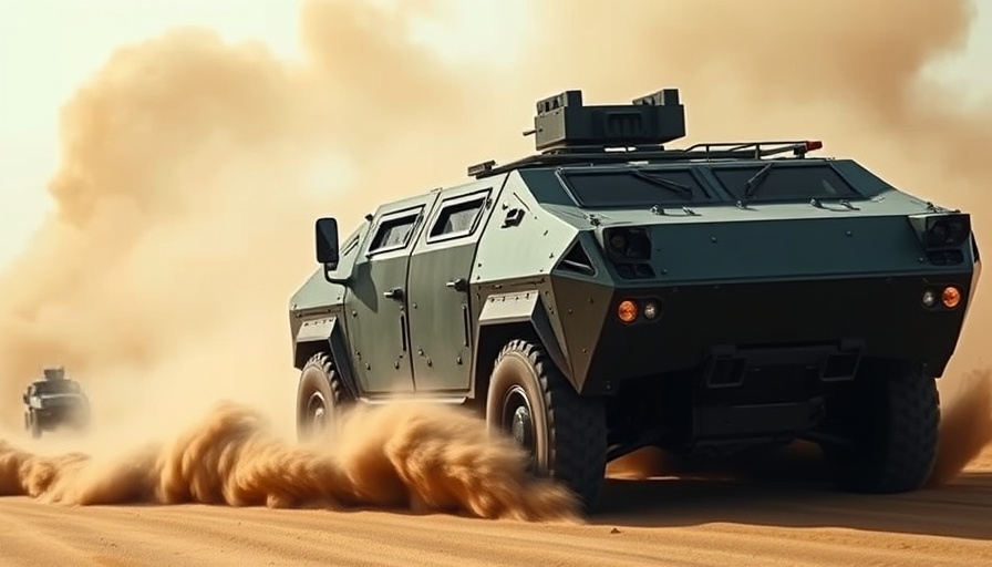 Military vehicle navigating through sandy terrain, illustrating mixed reality military applications.