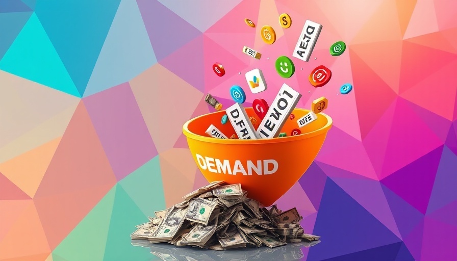 Vibrant illustration depicting what is demand generation with a funnel and money.