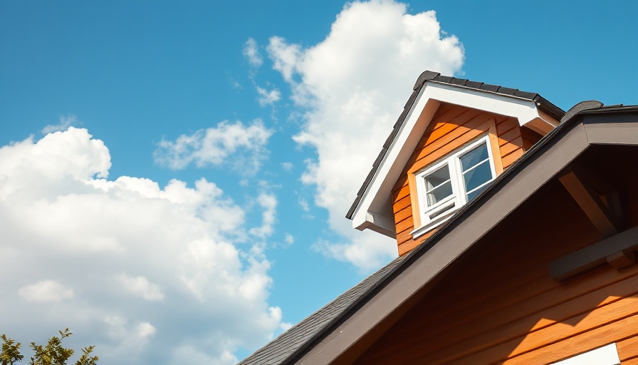 Attic with window air conditioner under a clear blue sky