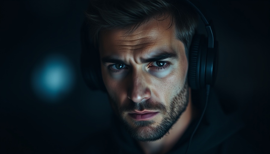 Focused man gives motivational speech on podcast.