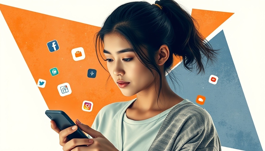 Social media strategy for 2025 illustrated by a woman with smartphone.