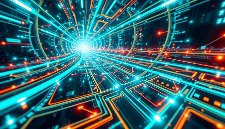 Futuristic quantum circuit illustrating Quantum Simulations Efficiency.