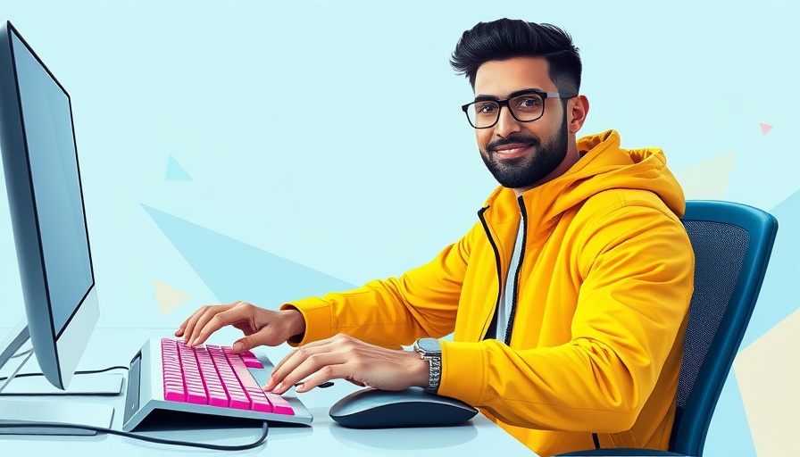 Marketing Opportunities on Reddit: colorful digital illustration with a man and tech elements.