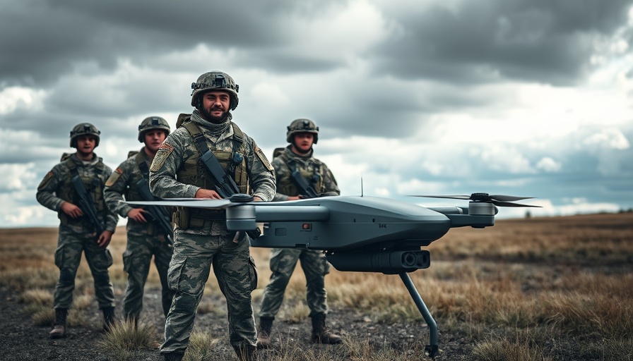 ARX Robotics land drones UK plant: soldiers with camouflaged drone