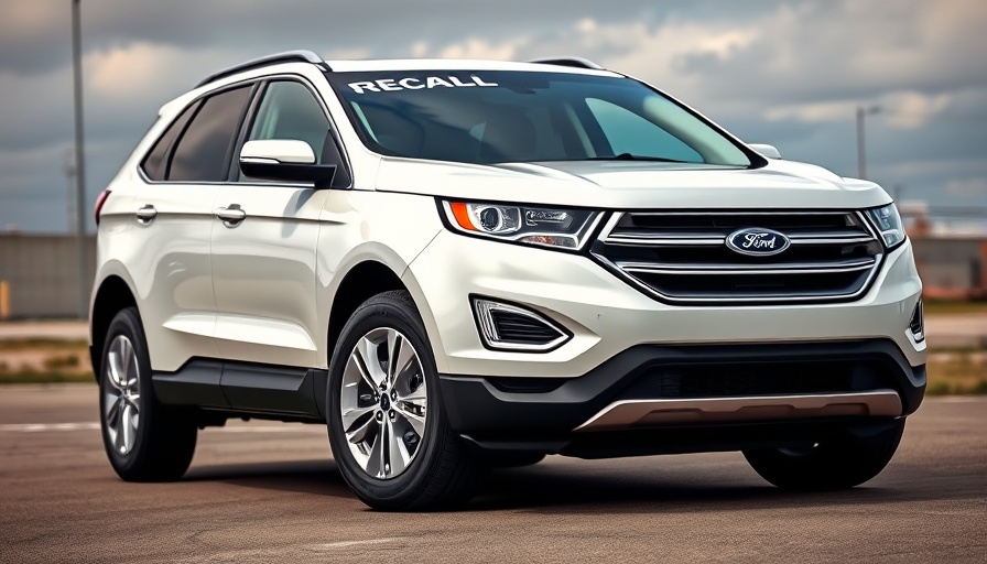 Ford vehicle recall seat belt issue sign on white SUV.