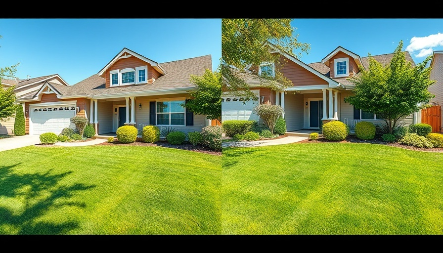 Lawn care tips: dramatic home transformation with lush lawn and garden.